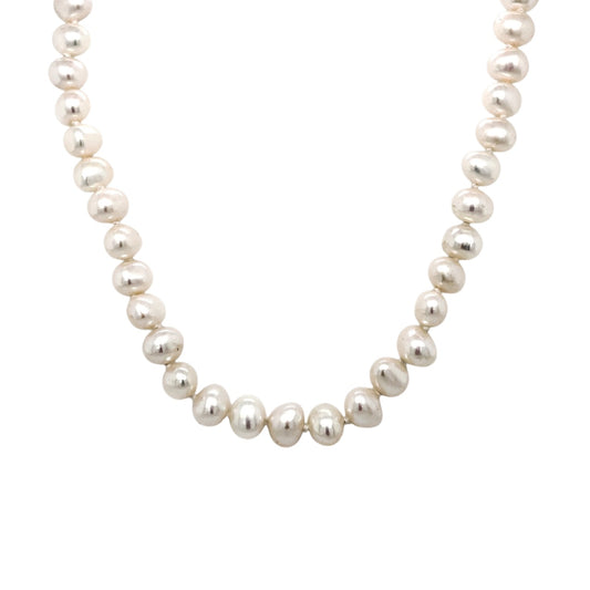Pearl Necklace with 9ct Bow Clasp (17")