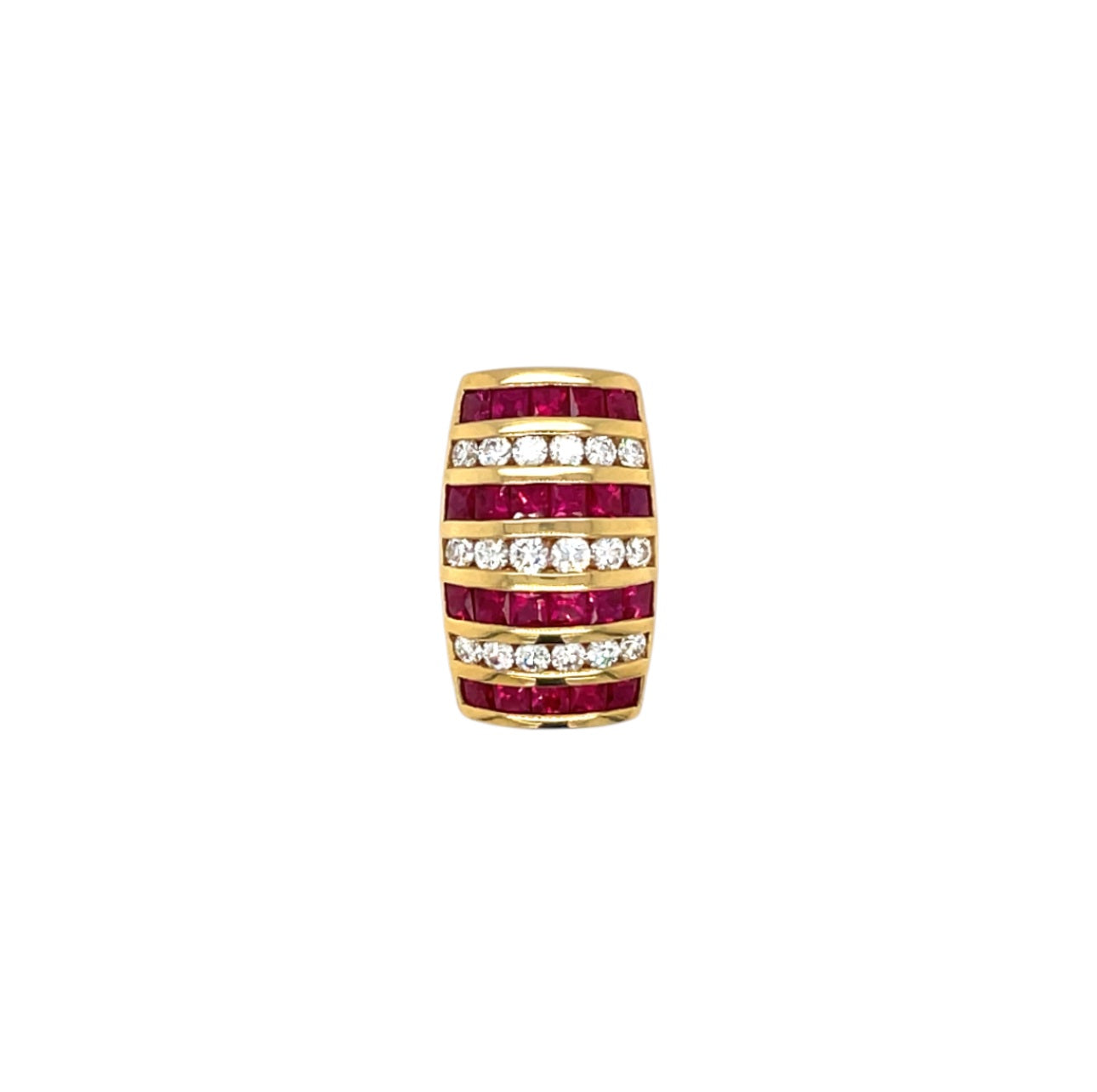 18ct Yellow Gold Ruby & Diamond Pendant & Chain (18")