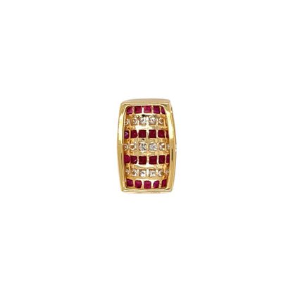 18ct Yellow Gold Ruby & Diamond Pendant & Chain (18")