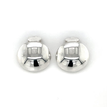 Silver Domed Clip On Earrings