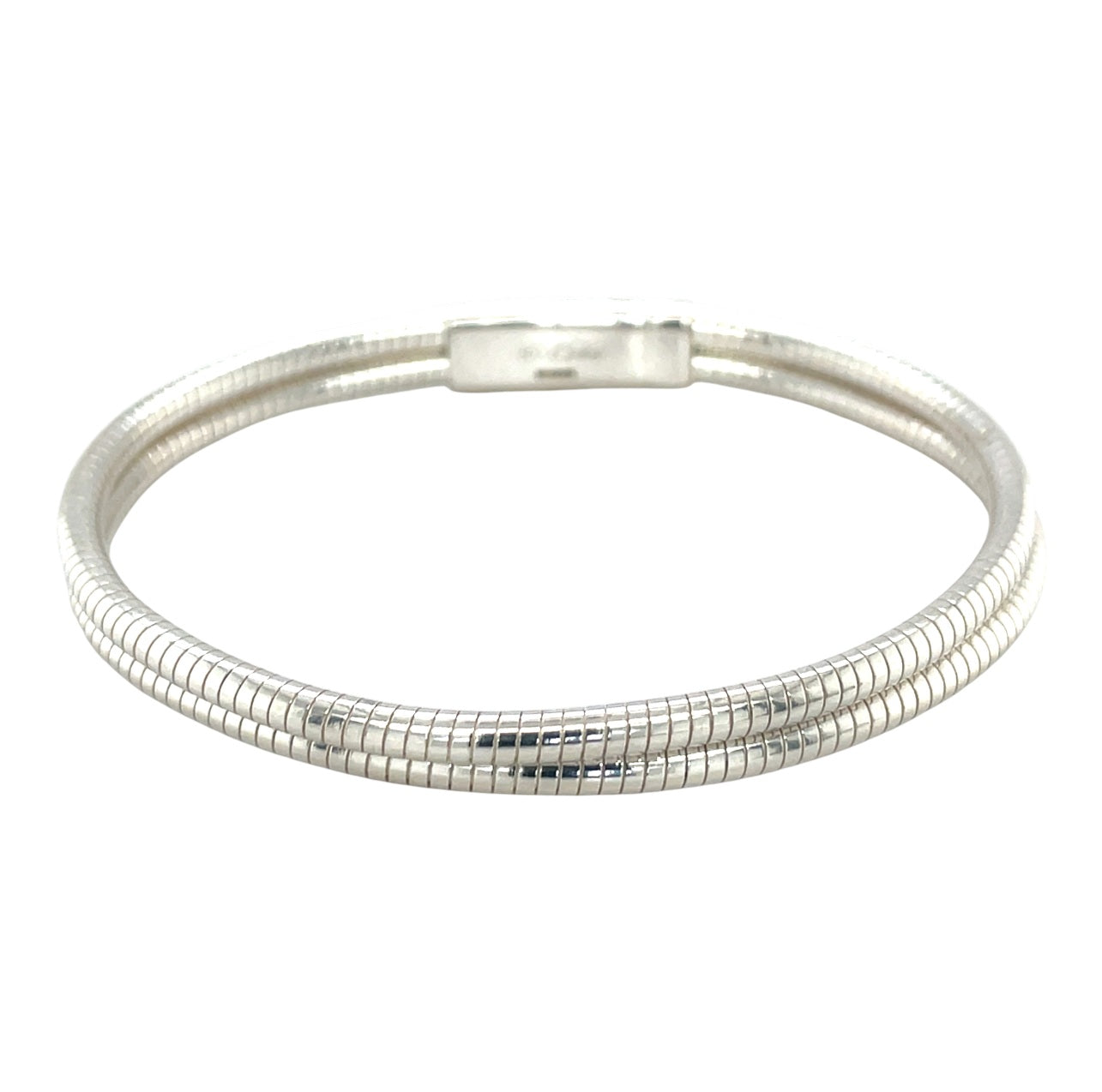 Silver Double Snake Omega Chain Bracelet
