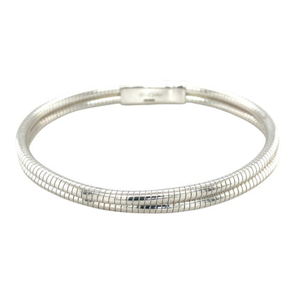 Silver Double Snake Omega Chain Bracelet