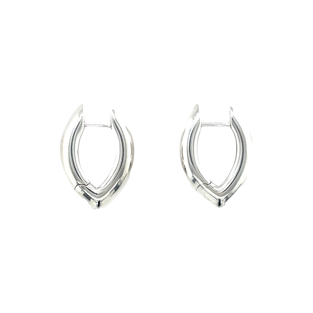 Silver V-Shaped Huggie Hoop Earrings