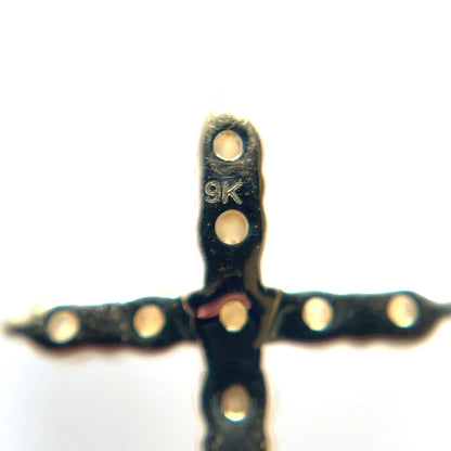 9ct Yellow Gold Diamond Cross Pendant & Chain
