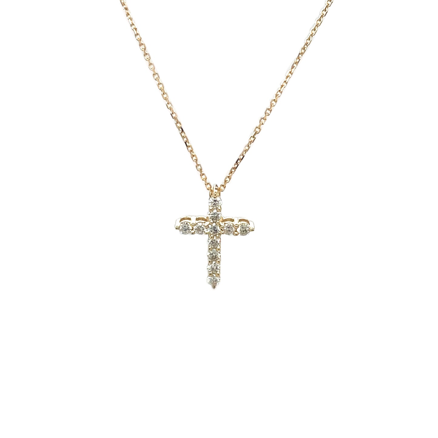 9ct Yellow Gold Diamond Cross Pendant & Chain