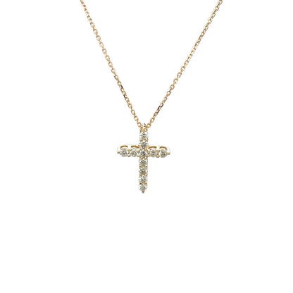 9ct Yellow Gold Diamond Cross Pendant & Chain