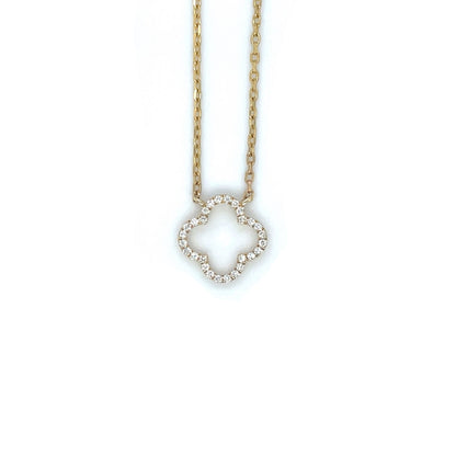 9ct Yellow Gold Diamond Clover Pendant