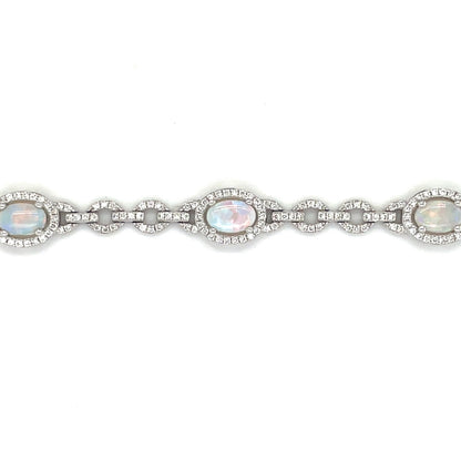 18ct White Gold Opal & Diamond Bracelet
