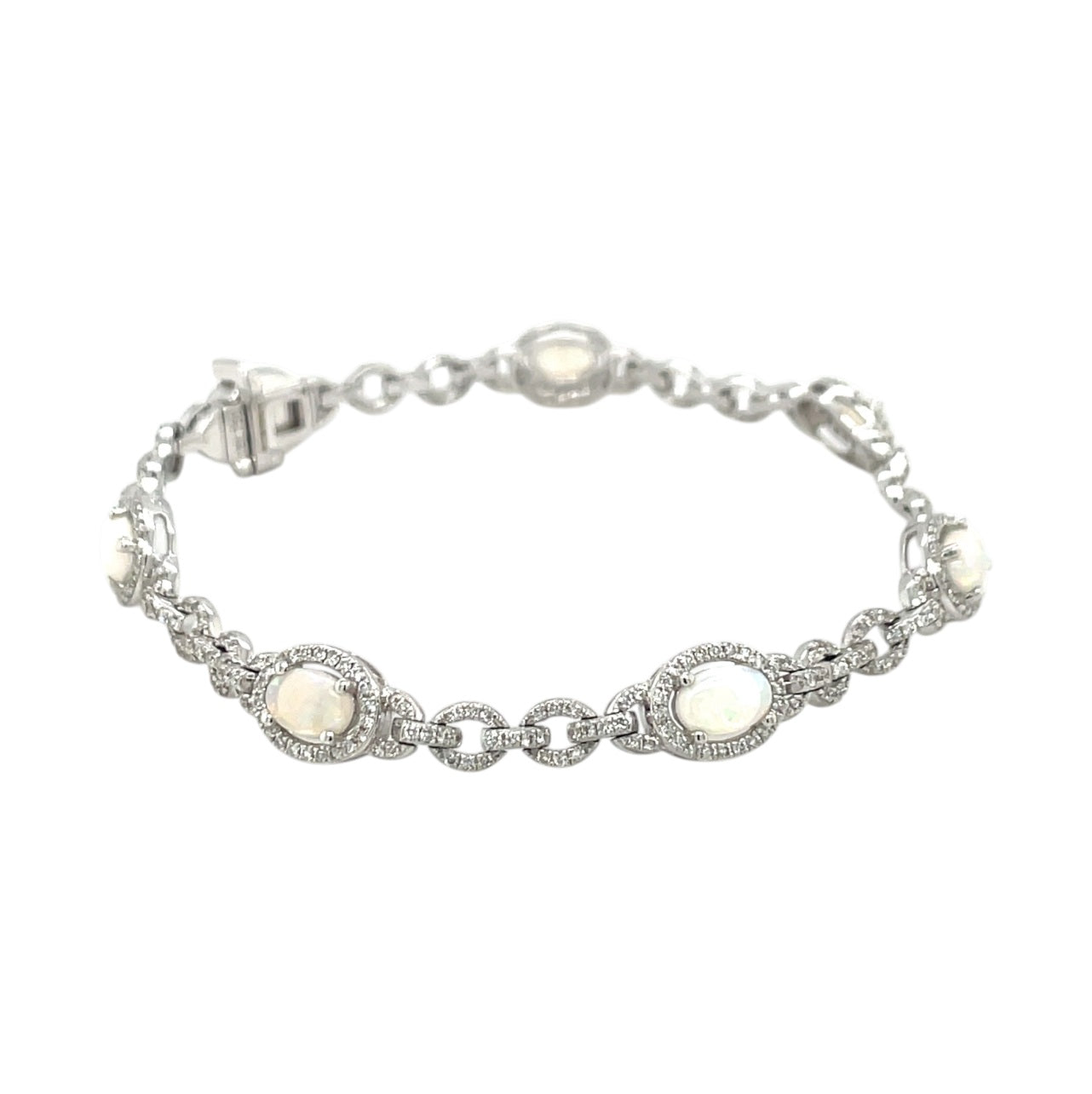 18ct White Gold Opal & Diamond Bracelet