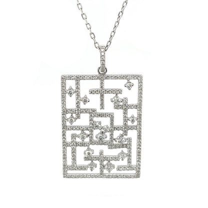 18ct White Gold Diamond "maze" Pendant