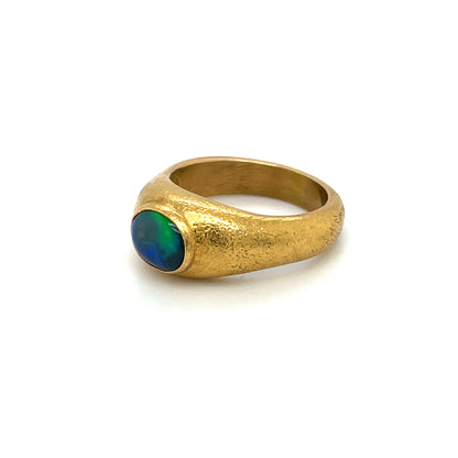 22ct Yellow Gold Black Opal Gypsy Ring