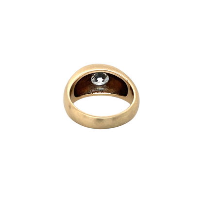 9ct Yellow Gold Matte Cushion-cut Diamond Gypsy Ring (L1/2)
