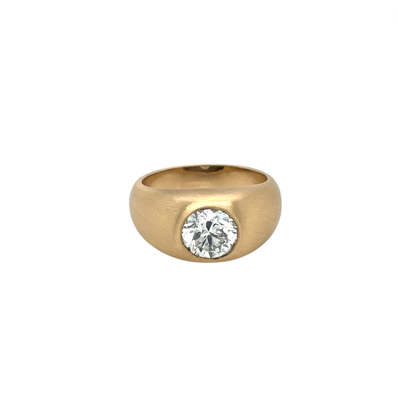 9ct Yellow Gold Matte Cushion-cut Diamond Gypsy Ring (L1/2)