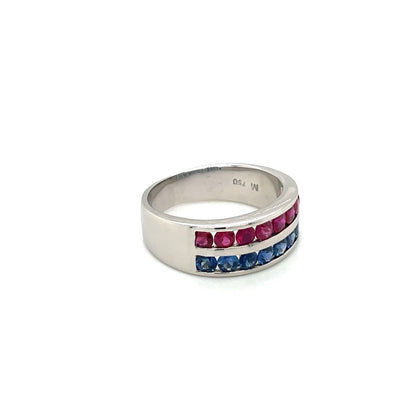 White Gold Sapphire & Ruby Eternity Ring
