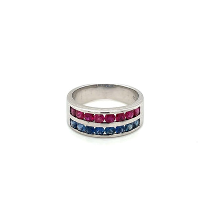 White Gold Sapphire & Ruby Eternity Ring