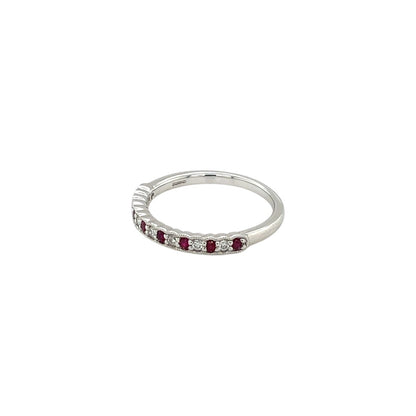 18ct White Gold Ruby & Diamond Eternity Ring (N)