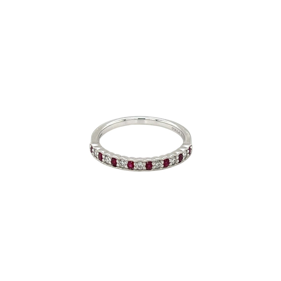 18ct White Gold Ruby & Diamond Half-Set Eternity Ring (N)
