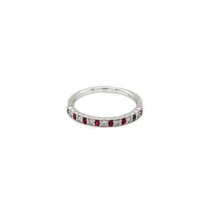 18ct White Gold Ruby & Diamond Half-Set Eternity Ring (N)
