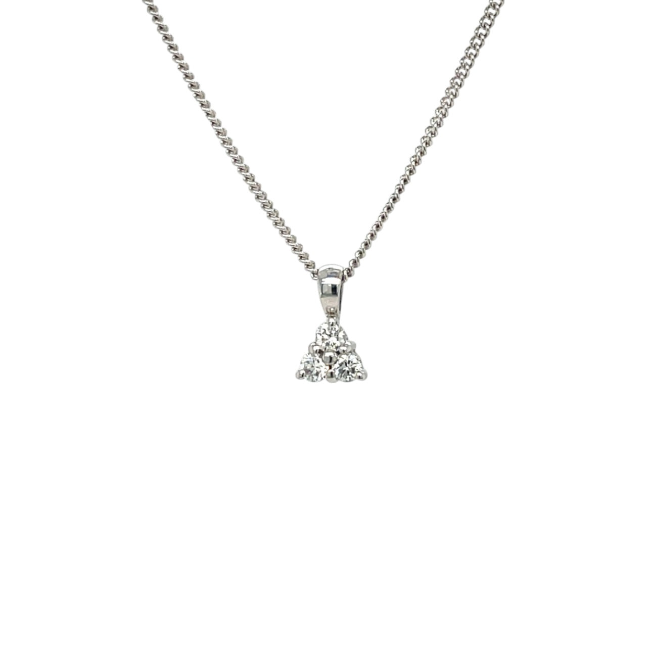 18ct White Gold Triangle Diamond Pendant