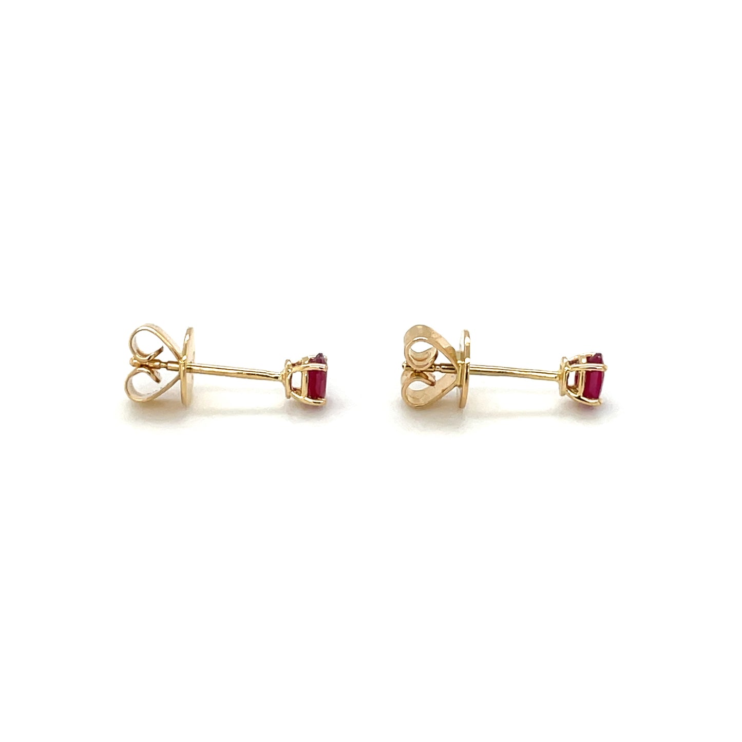 18ct Yellow Gold Small Oval Ruby Stud Earrings