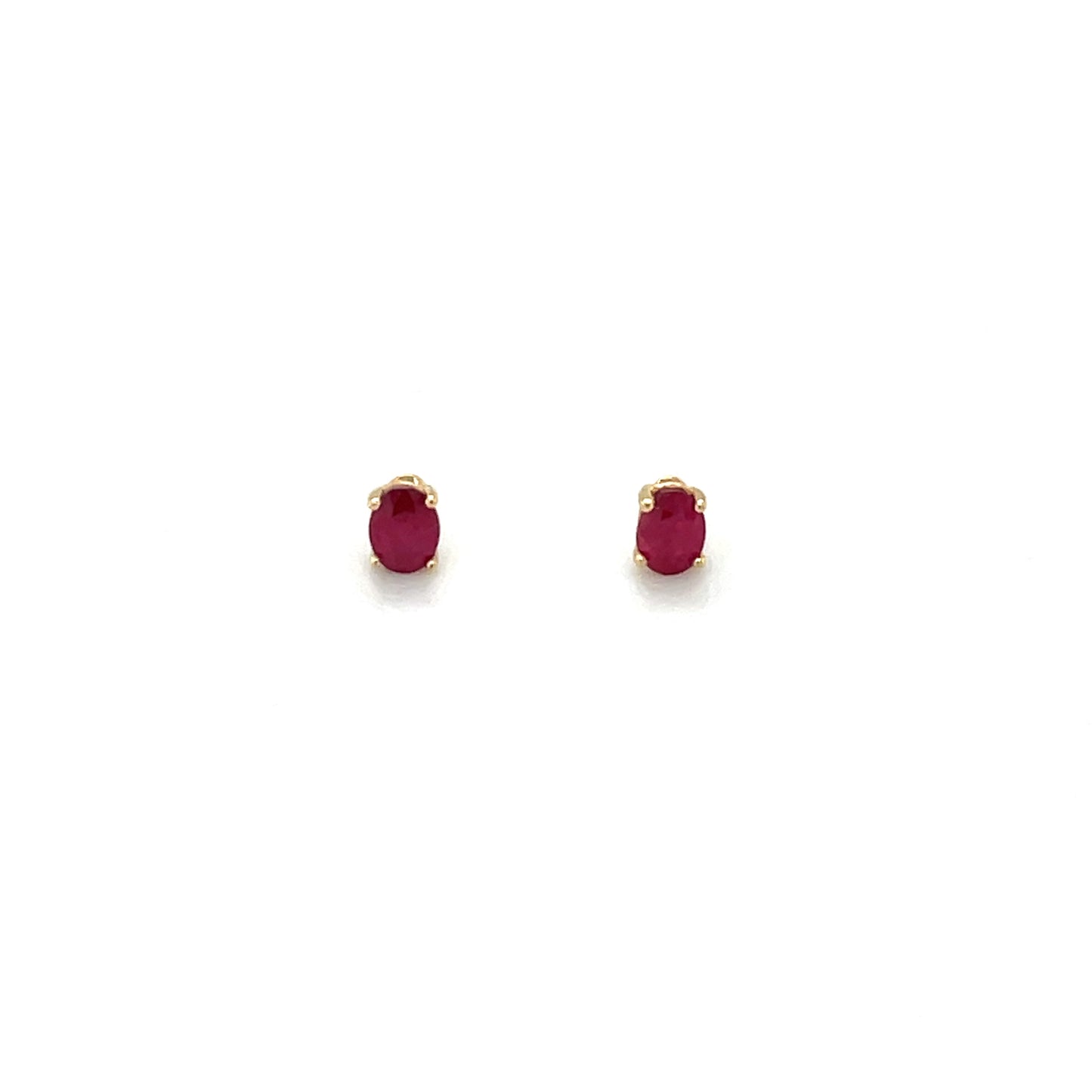 18ct Yellow Gold Small Oval Ruby Stud Earrings