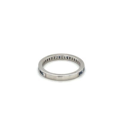 Platinum 3/4 Set Aquamarine Sapphire & Diamond Eternity Ring
