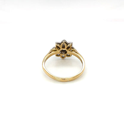 18ct Yellow & White Gold Diamond Flower Cluster Ring