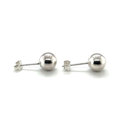 Silver Bead Stud Earrings (8mm)