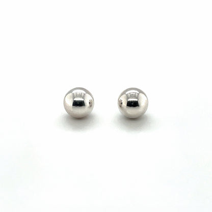 Silver Bead Stud Earrings (8mm)