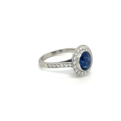 Platinum Sapphire & Diamond Cluster Ring