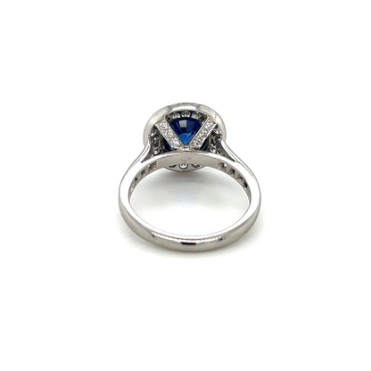Platinum Sapphire & Diamond Cluster Ring