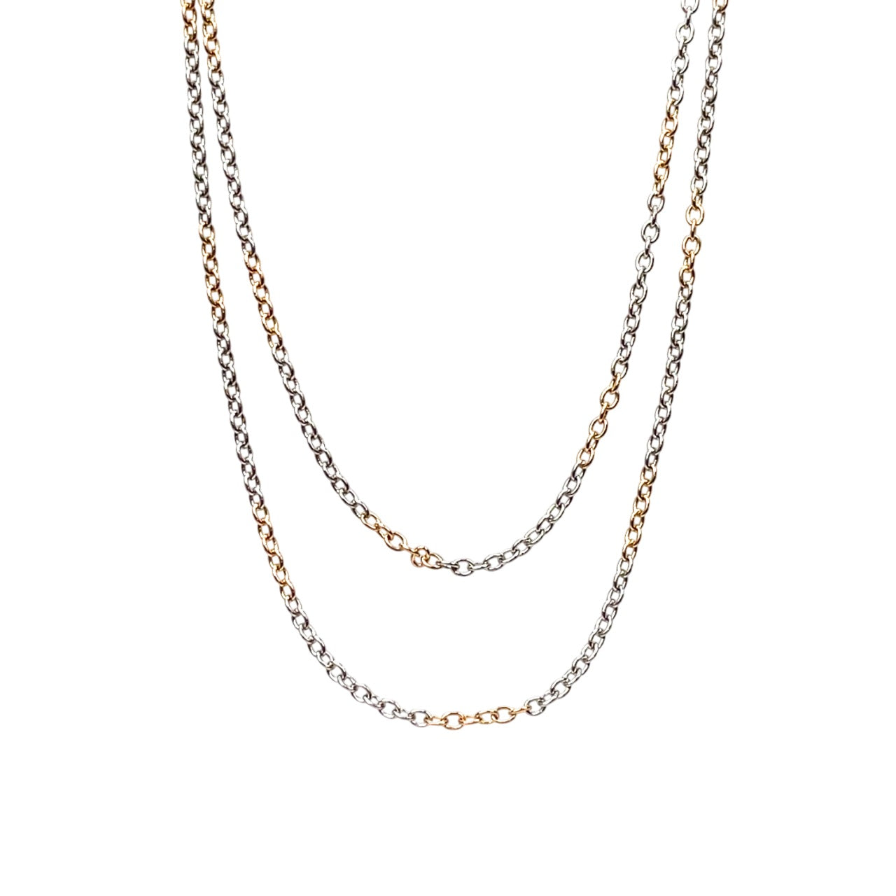 Platinum & 18ct Rose Gold Oval Link Chain (26")