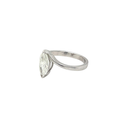 18ct White Gold Marquise Diamond Solitaire Ring (M)