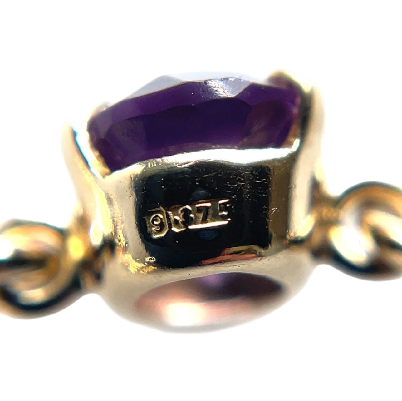 9ct Yellow Gold Amethyst Station Bracelet (7")
