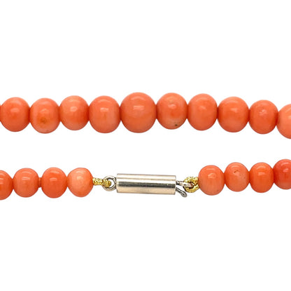 15ct Yellow Gold Coral Bead Choker Necklace