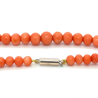 15ct Yellow Gold Coral Bead Choker Necklace