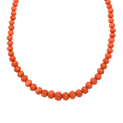 15ct Yellow Gold Coral Bead Choker Necklace