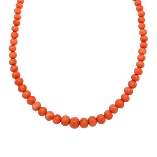 15ct Yellow Gold Coral Bead Choker Necklace