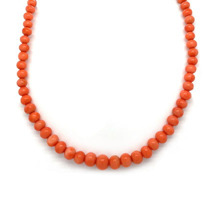 15ct Yellow Gold Coral Bead Choker Necklace