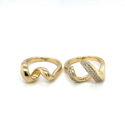 18ct Yellow Gold Plain & Diamond Two-Ring Links London Set