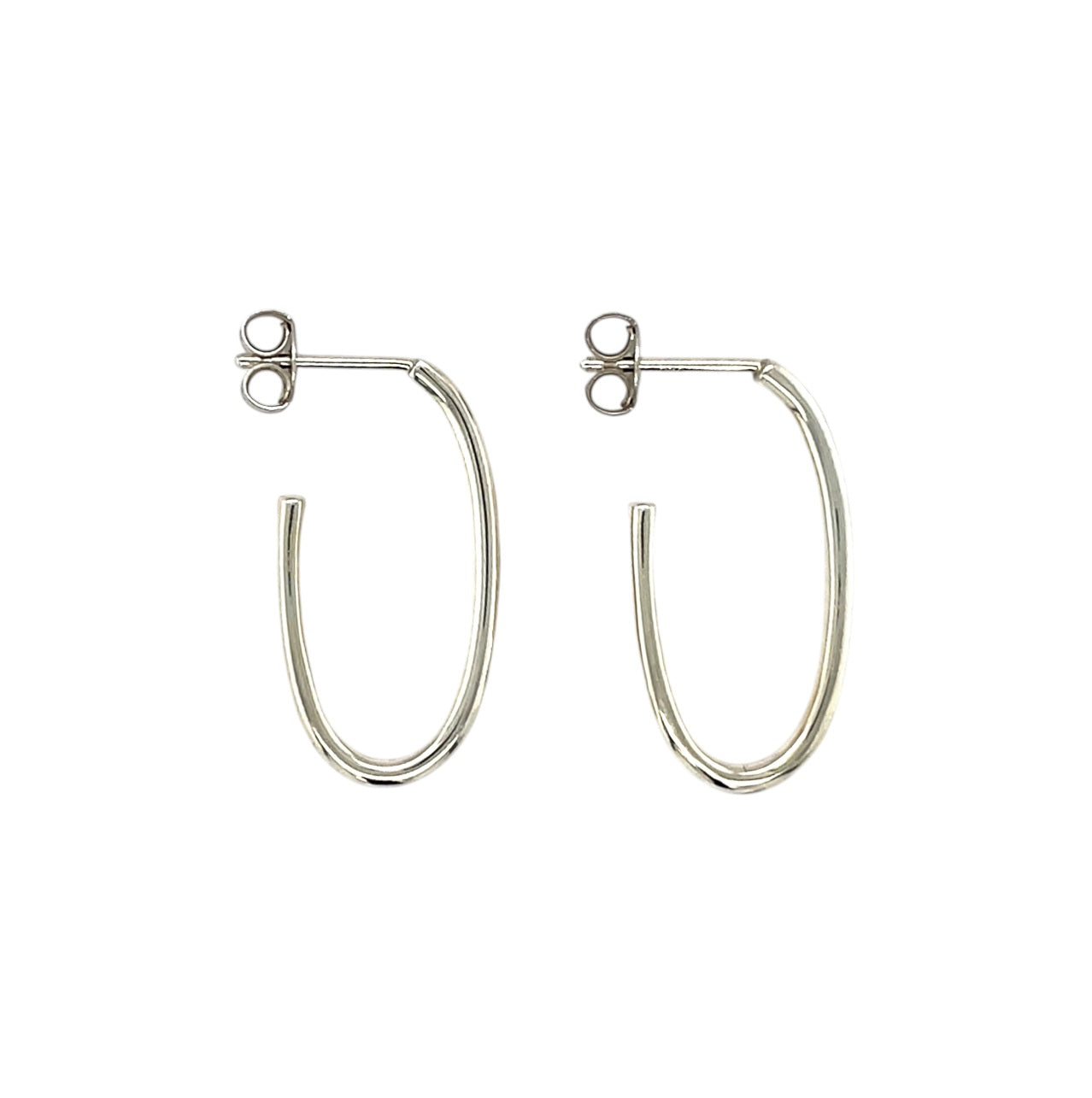 Silver Echo Oval Hoop Earrings