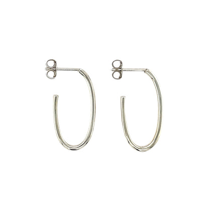 Silver Echo Oval Hoop Earrings