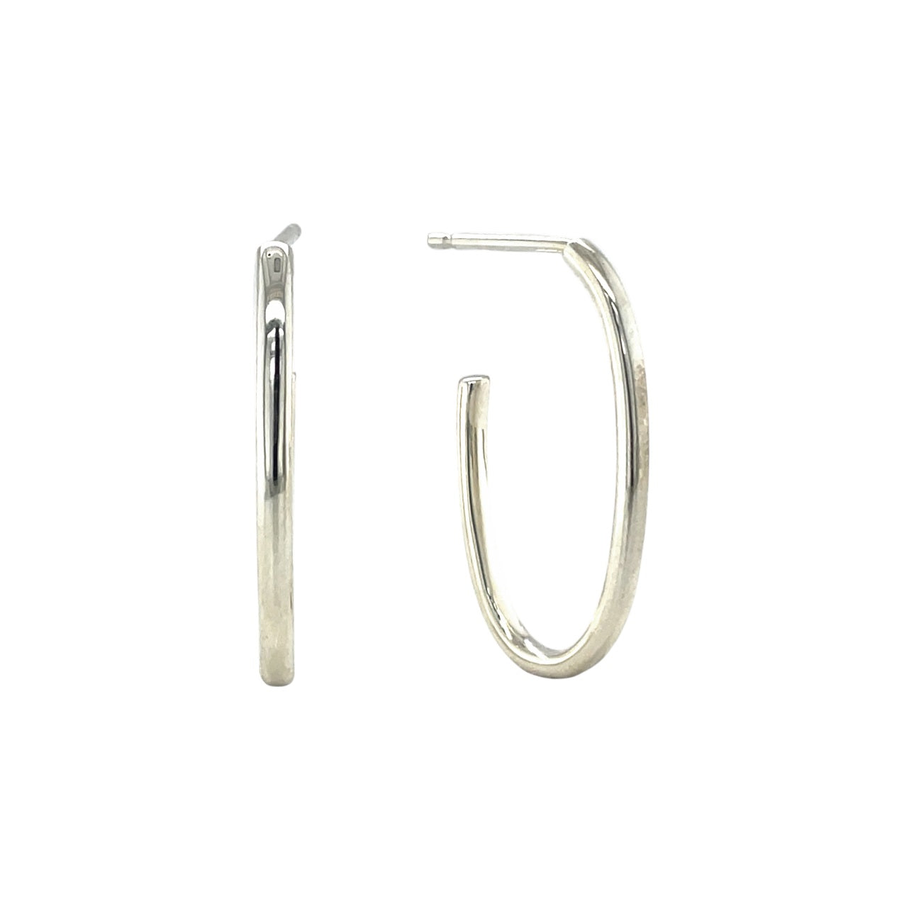 Silver Echo Oval Hoop Earrings