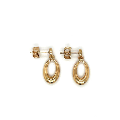 9ct Yellow Gold Oval Drop Earrings