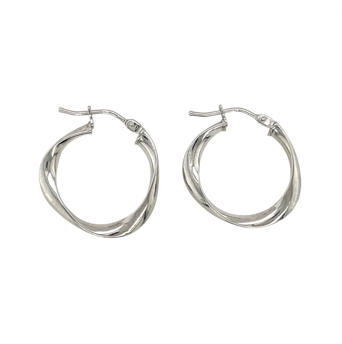 9ct White Gold Twist Hoop Earrings (15mm)