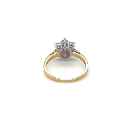 18ct Yellow Gold Flower Diamond Cluster Ring (L)