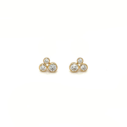 18ct Yellow Gold Diamond Bubble Stud Earrings