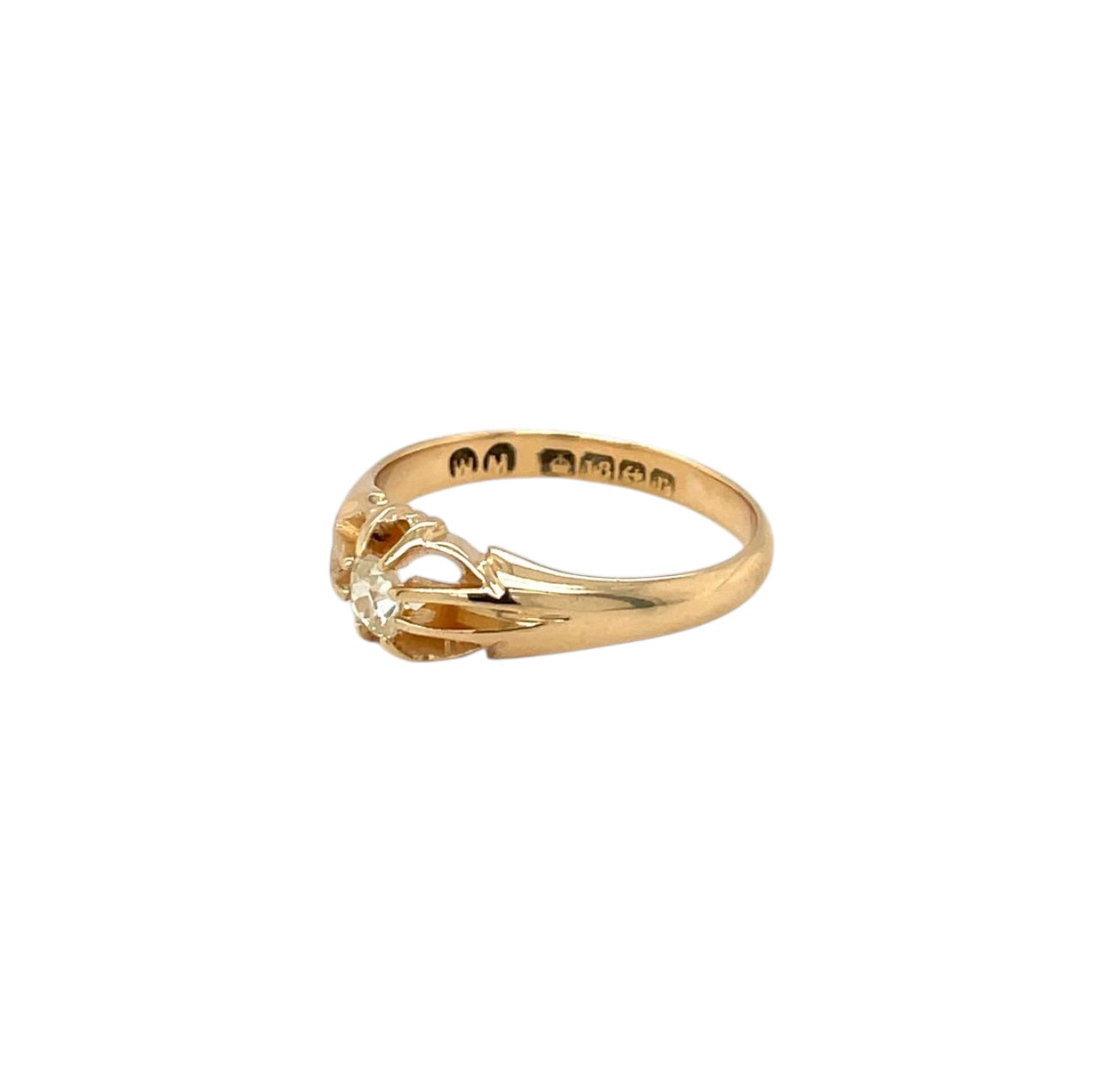 18ct Yellow Gold Antique Old-Cut Diamond Solitaire Ring (R)