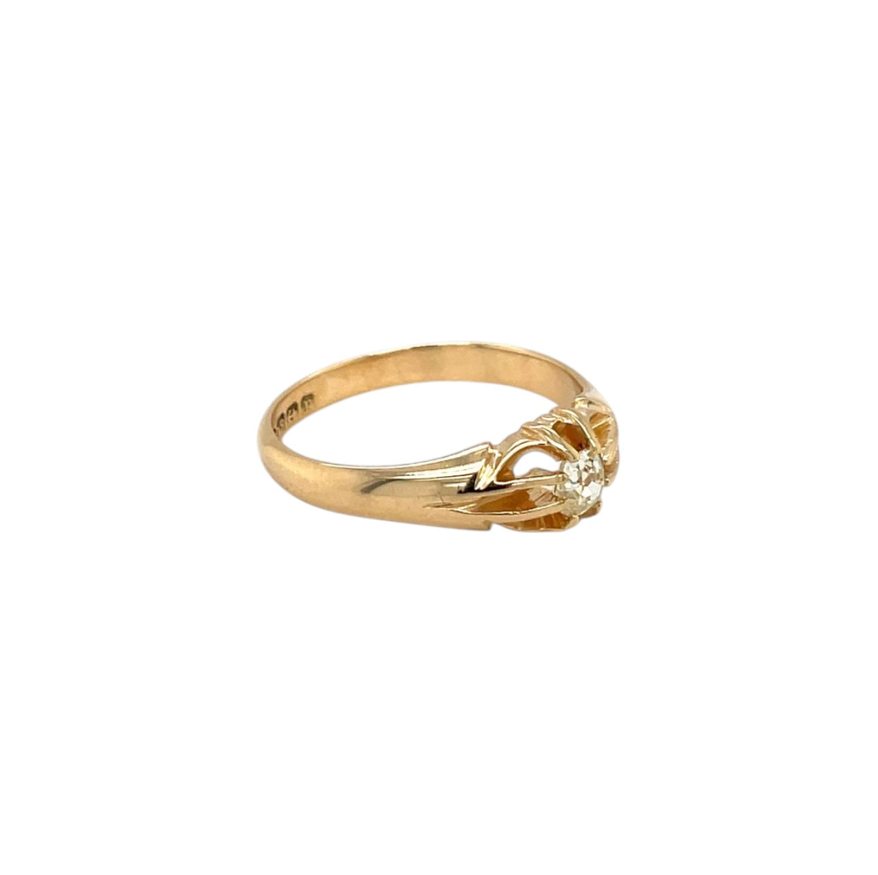 18ct Yellow Gold Antique Old-Cut Diamond Solitaire Ring (R)