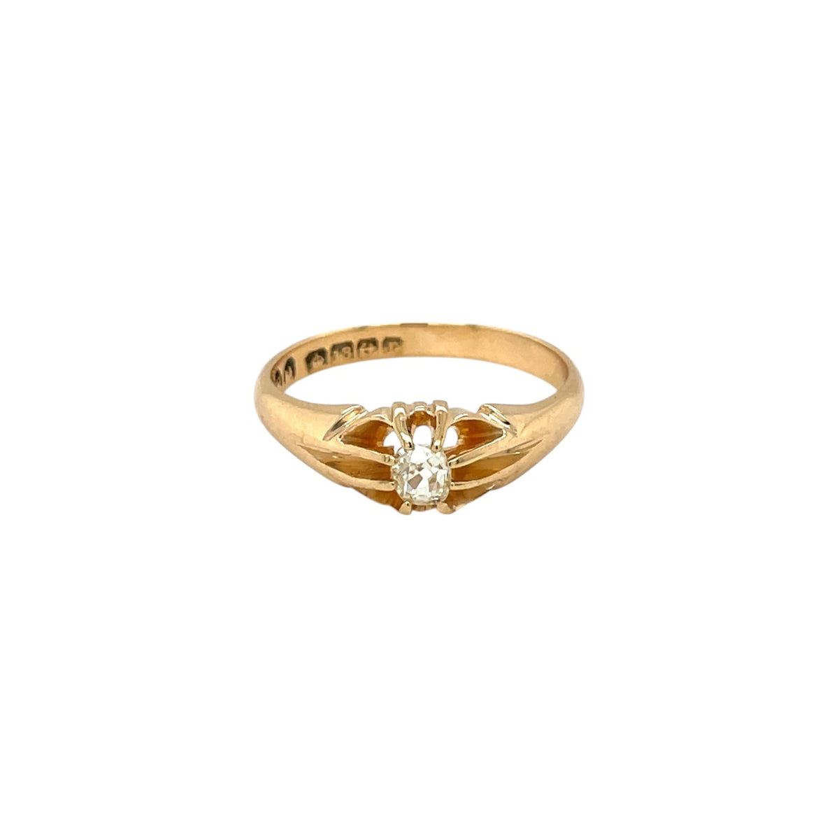 18ct Yellow Gold Antique Old-Cut Diamond Solitaire Ring (R)